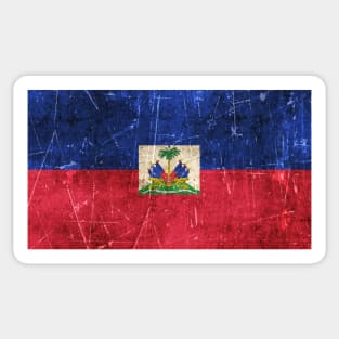 Vintage Aged and Scratched Haitian Flag Sticker